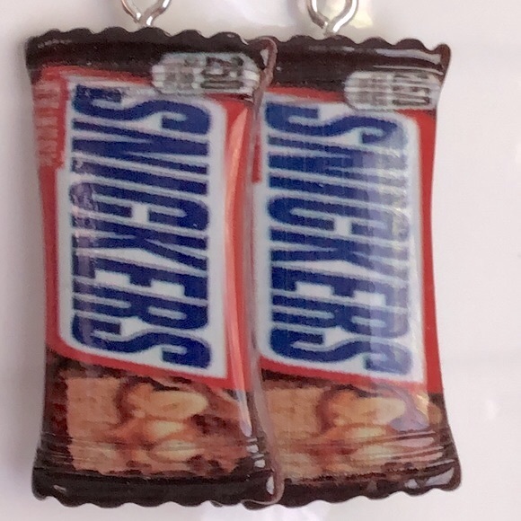 New Snickers Chocolate Bar Oversized Dangling Earrings Fun Novelty Unique Gifts - Picture 3 of 8